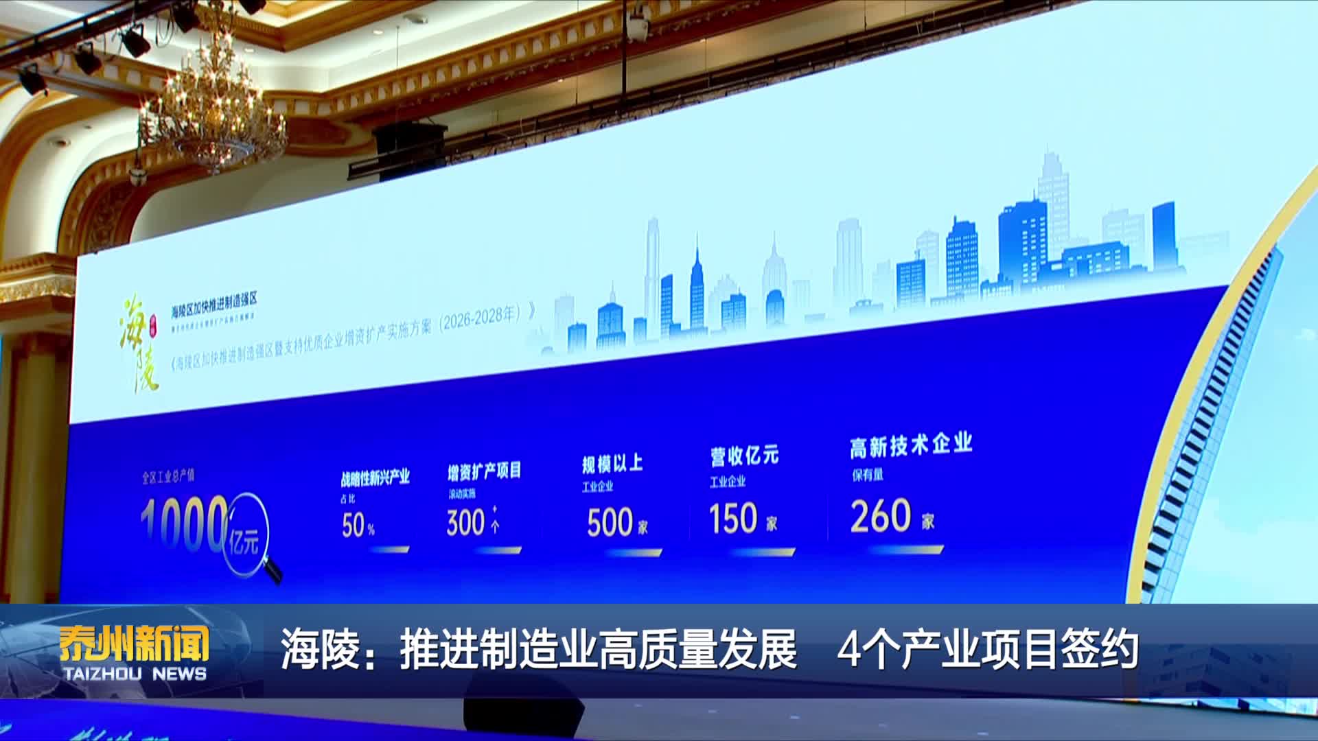 海陵：推进制造业高质量发展  4个产业项目签约